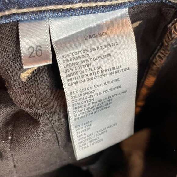 L'AGENCE DARK WASH FRAYED ANKLE DENIM JEANS - Picture 8 of 8